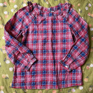 Oshkosh Girls Red White and Blue Long Sleeve Ruffle Shirt Size 4T